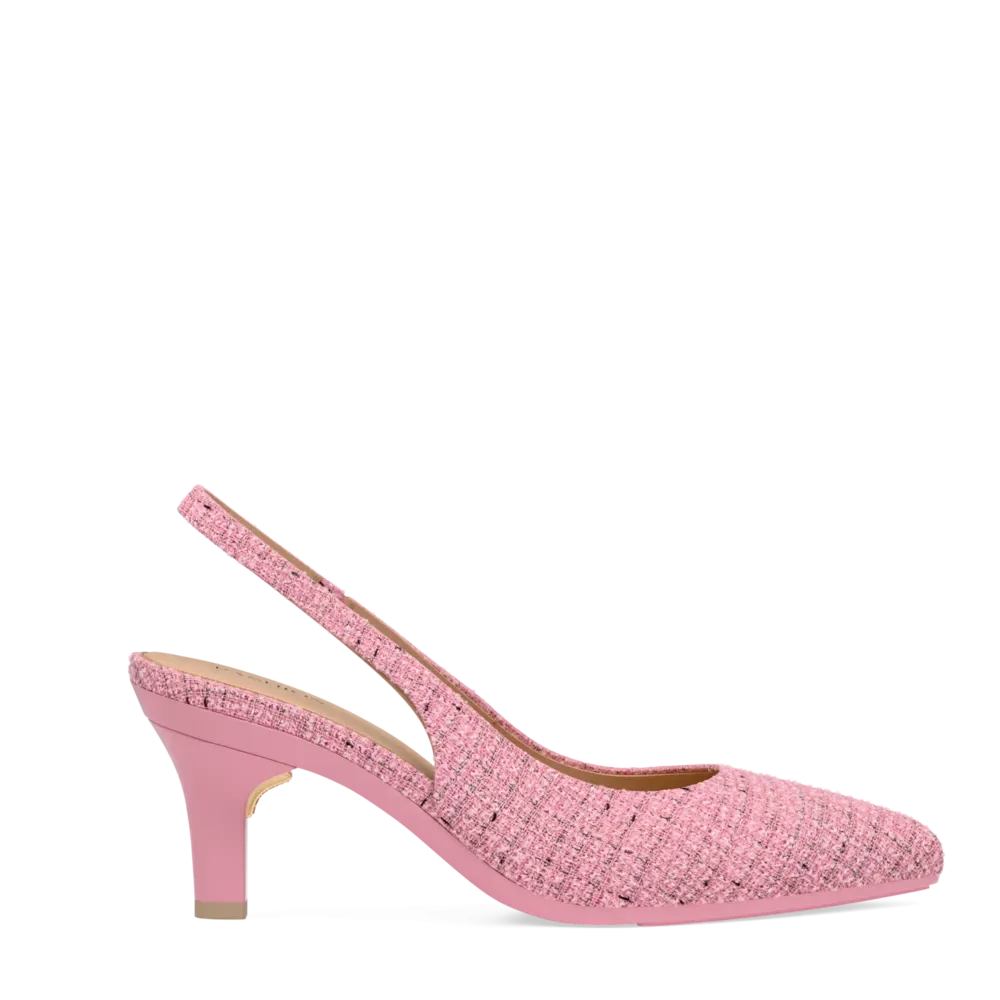 The Slingback - Pink Tweed 3 Stiletto