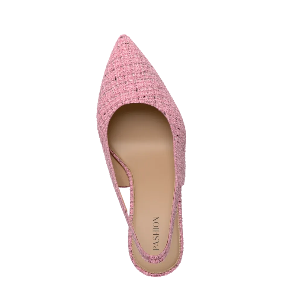 The Slingback - Pink Tweed 3 Stiletto