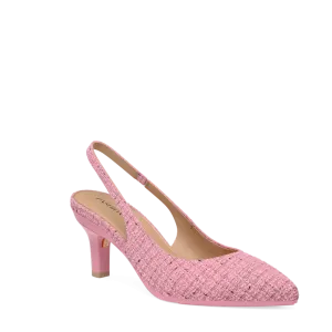The Slingback - Pink Tweed 3 Stiletto