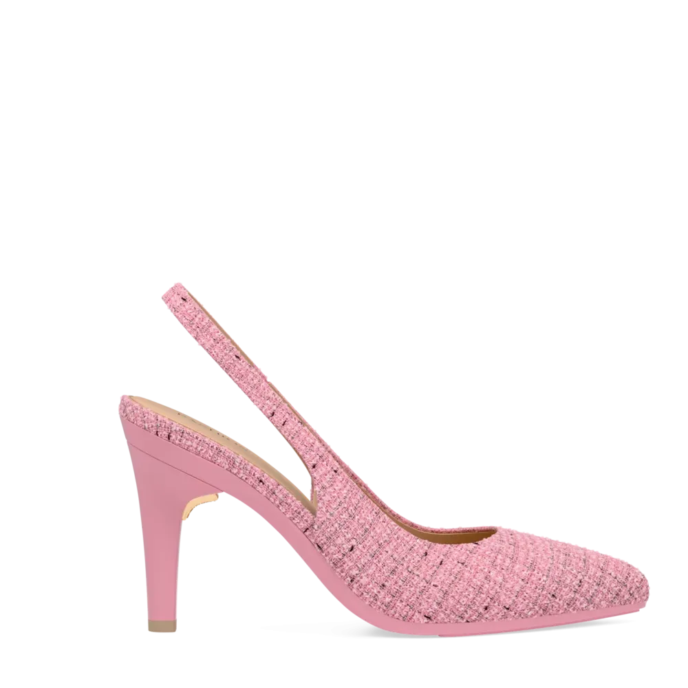 The Slingback - Pink Tweed 4 Stiletto