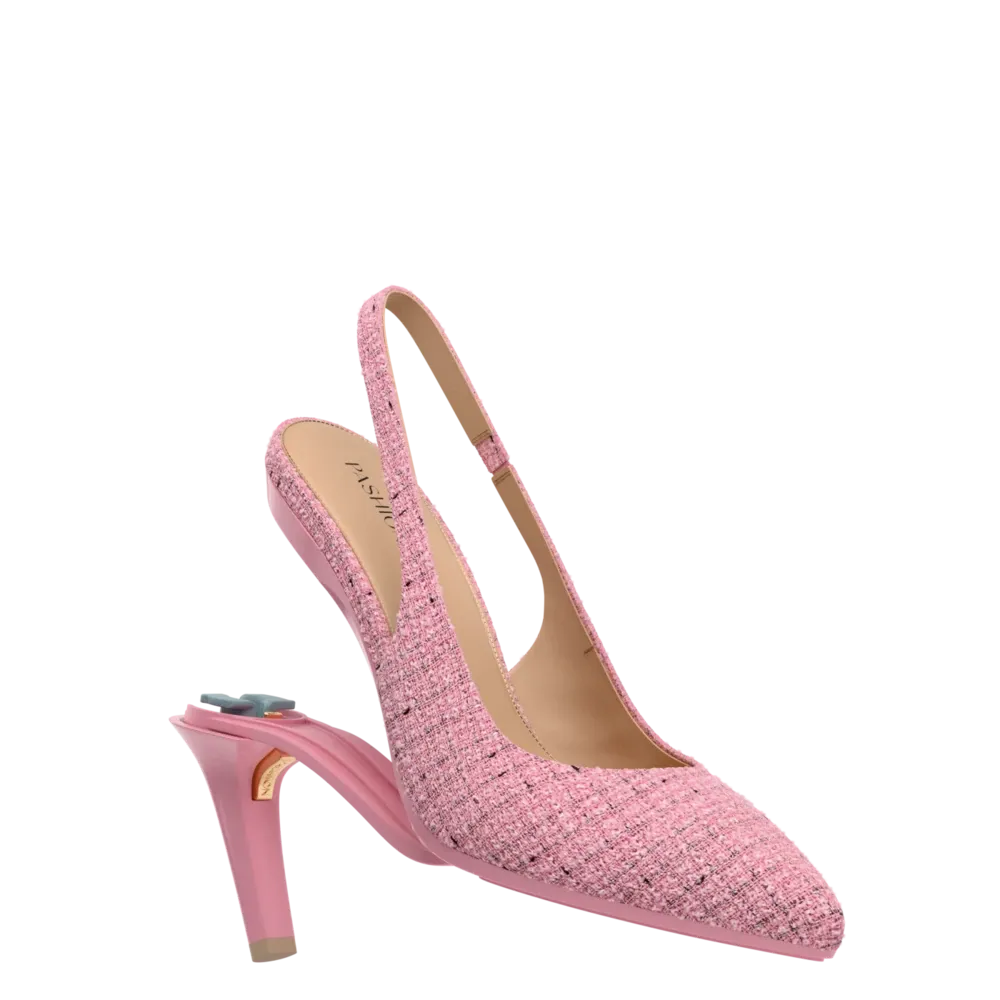 The Slingback - Pink Tweed 4 Stiletto
