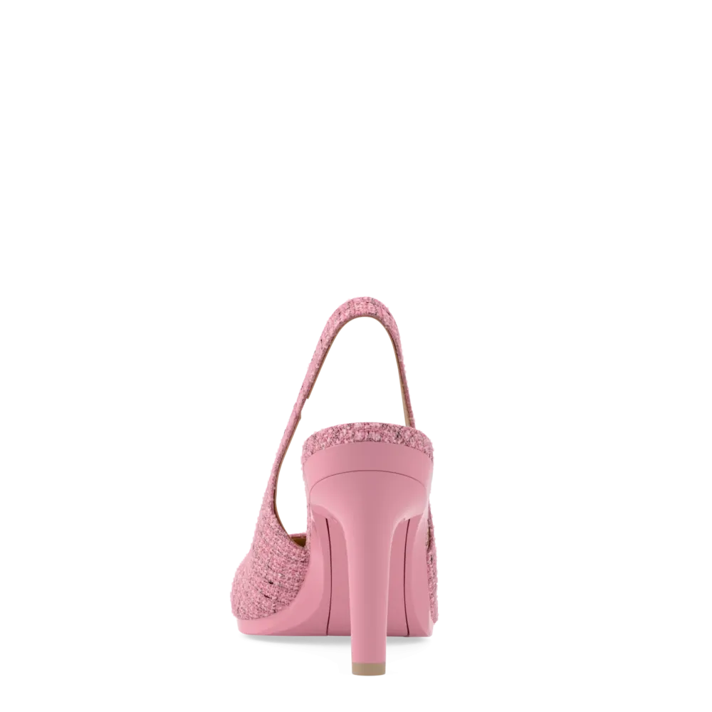 The Slingback - Pink Tweed 4 Stiletto