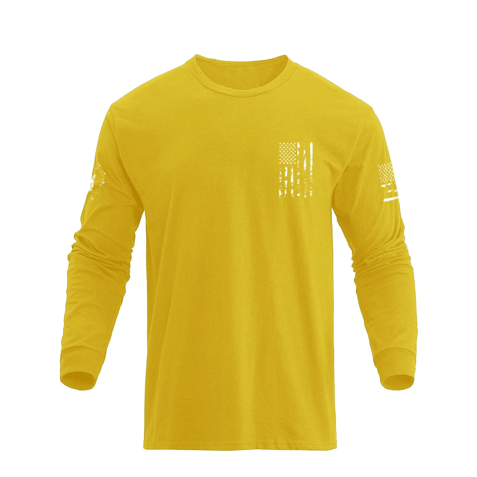 USA FLAG CROSS 100% COTTON GRAPHIC LONG SLEEVE T-SHIRT