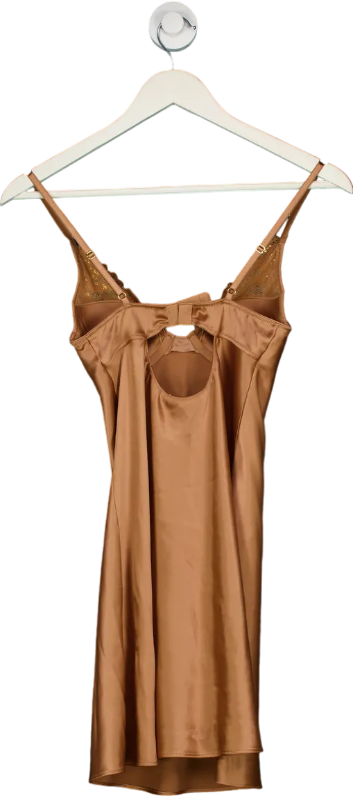 Victoria's Secret Brown Sequin Lace Trim Chemise Dress UK XS
