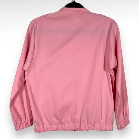 Vintage 70s Denim Bomber Jacket Pastel Bubblegum Pink Zip-Up Barbie Sz Small