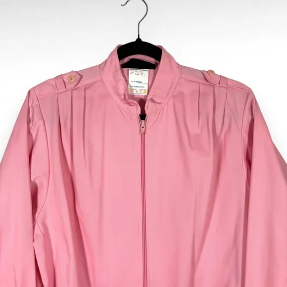 Vintage 70s Denim Bomber Jacket Pastel Bubblegum Pink Zip-Up Barbie Sz Small