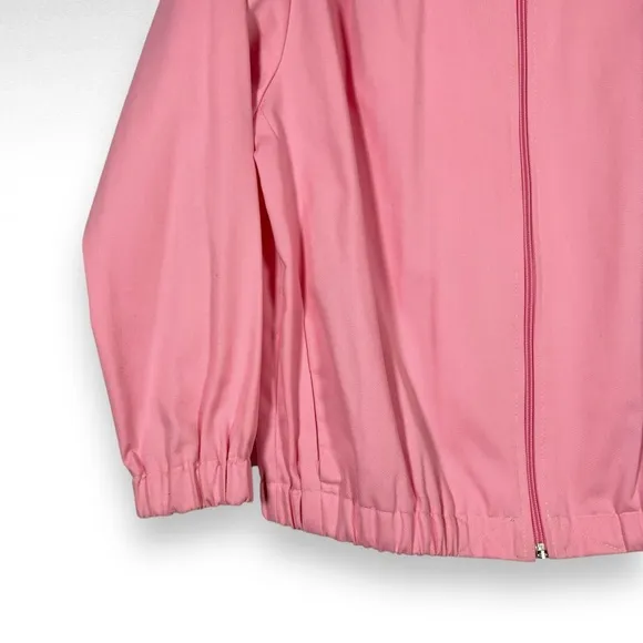 Vintage 70s Denim Bomber Jacket Pastel Bubblegum Pink Zip-Up Barbie Sz Small