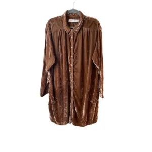 We The Free Golden Brown Long Sleeve Velvet Shirt Dress Large