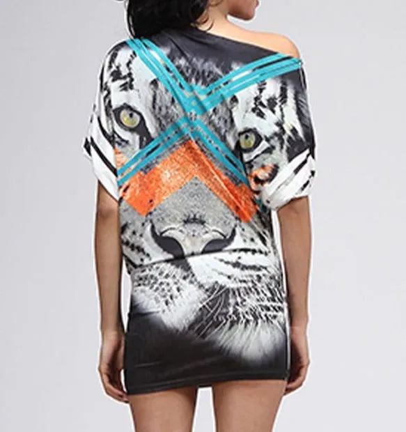 White Tiger Dolman Mini Dress