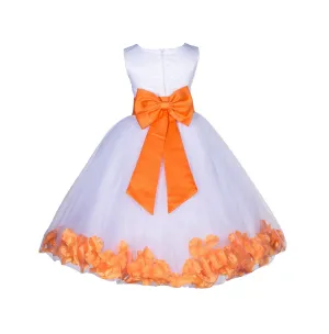 White Tulle Floral Lace Top Rose Petals Flower Girl Dress Wedding Pageant Special Occasions 165T(1)