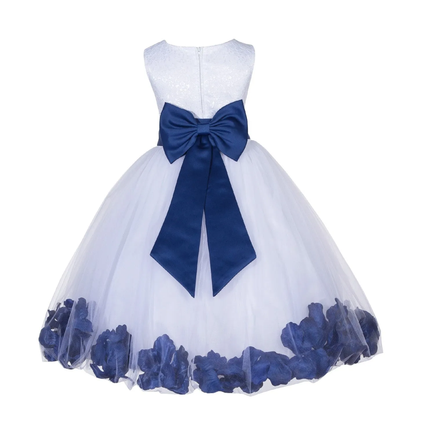White Tulle Floral Lace Top Rose Petals Flower Girl Dress Wedding Pageant Special Occasions 165T(1)