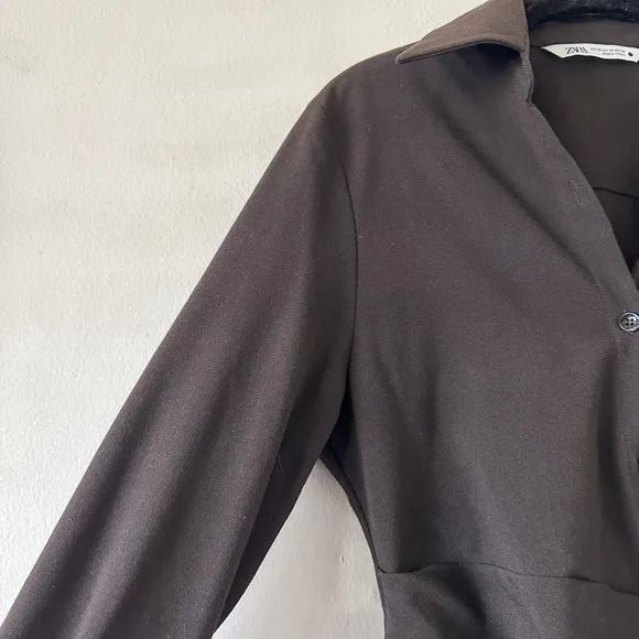 Zara Brown Button-Down Dress - Size XS